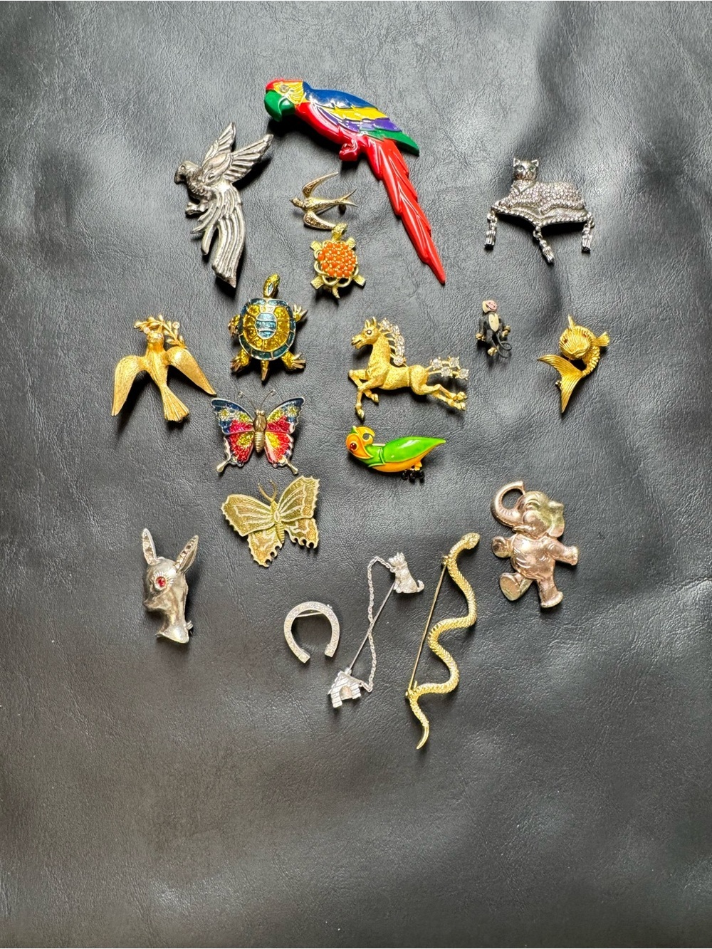 Colorful Parrot & Assorted Women’s Brooch Pin Collection - Multicolor